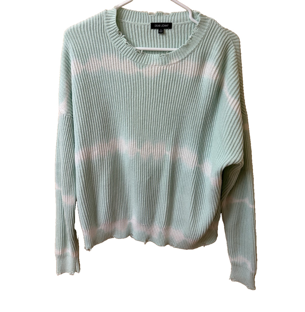 Dear John Blue/white distressed oversized boxy sweater 100% cotton coastal S